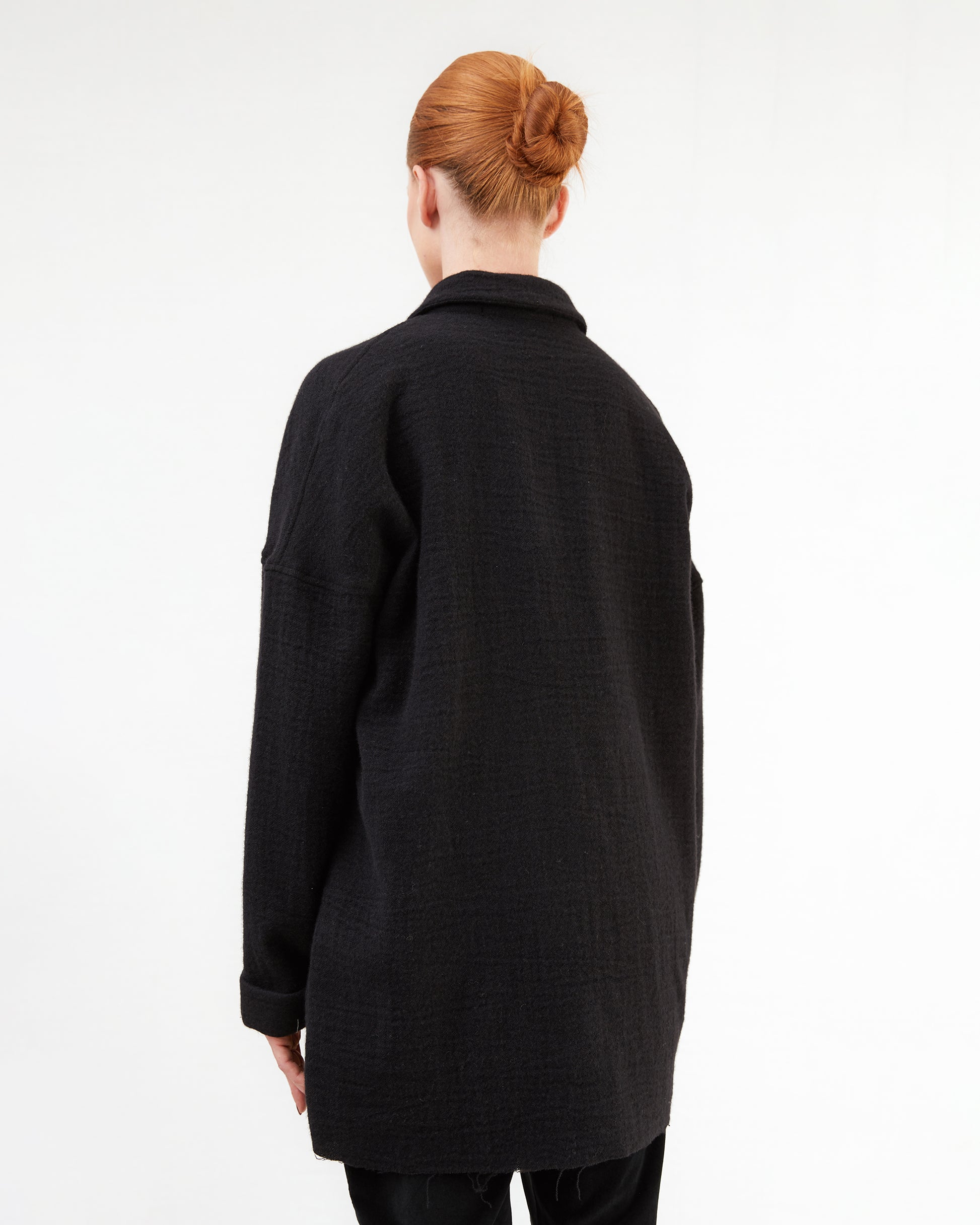 Album Di Famiglia Soft Collar Shirt in Black