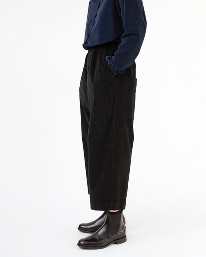Album Di Famiglia Velvet Wide & Short Trousers in Black