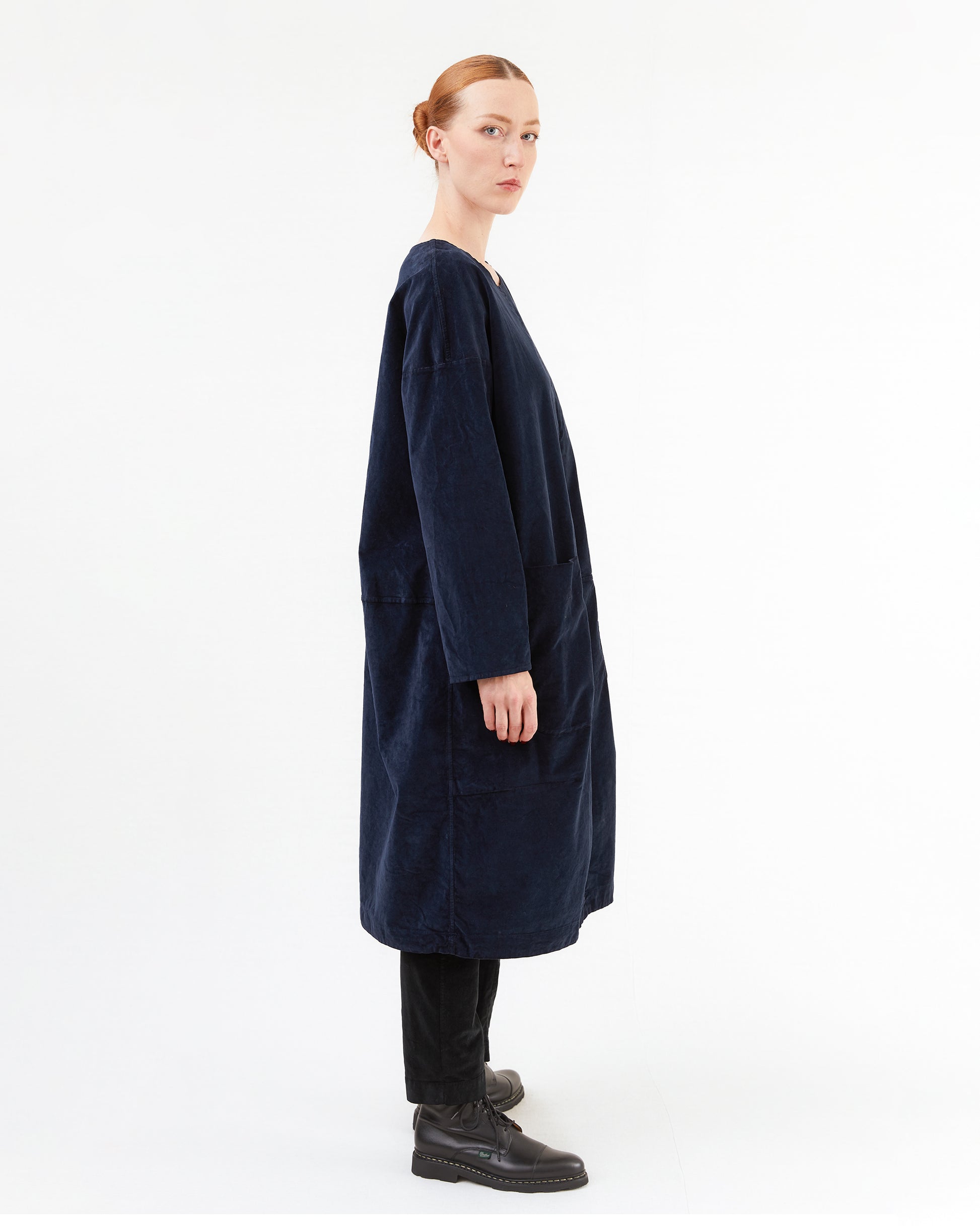 Album Di Famiglia Tasche Velvet Dress in Ink