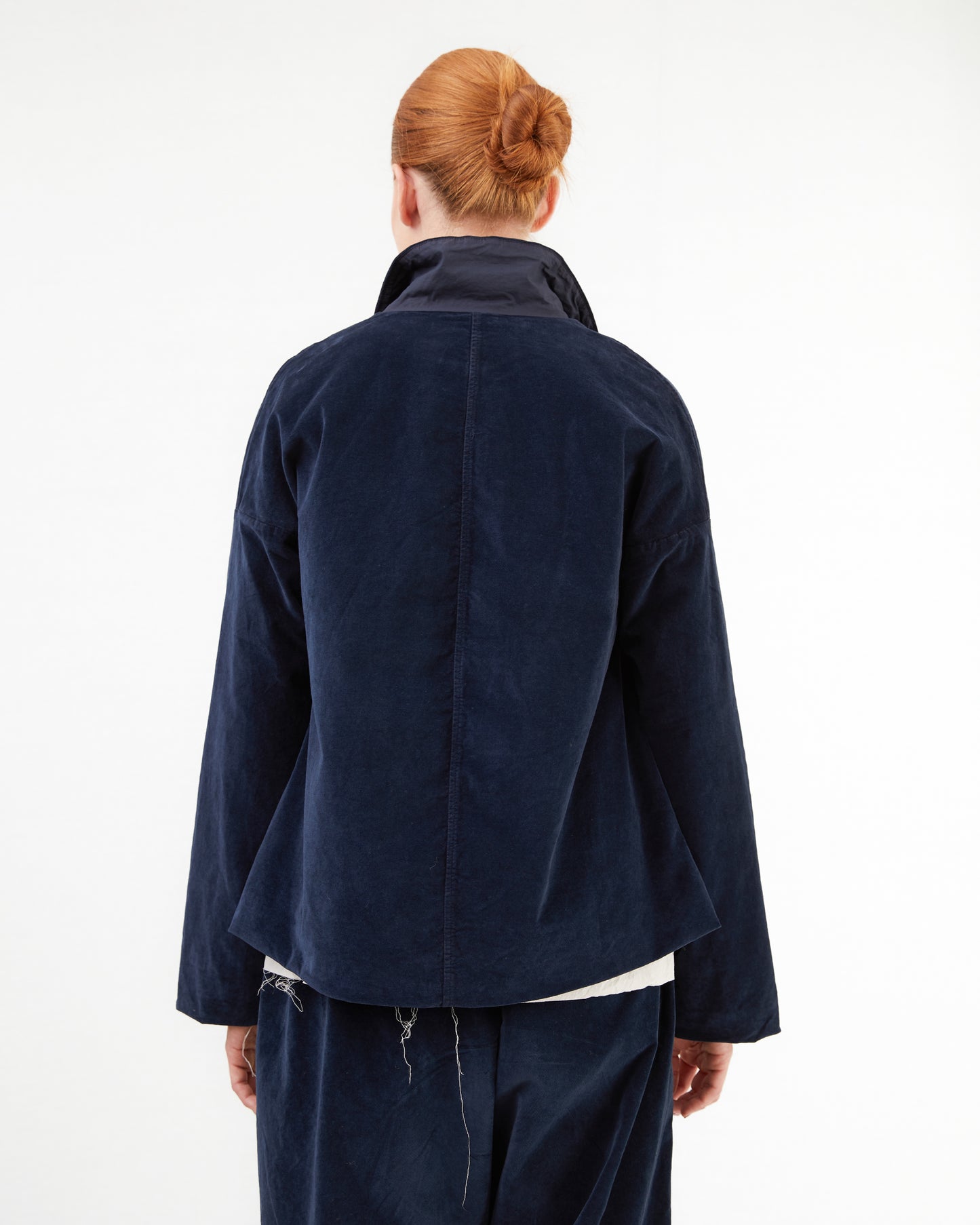 Album Di Famiglia Velvet Shirt Loose Blazer in Ink