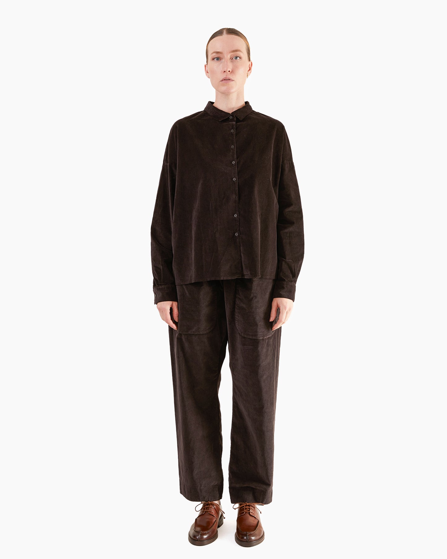 Album Di Famiglia Velvet Braghe Tasche Trousers in Brown