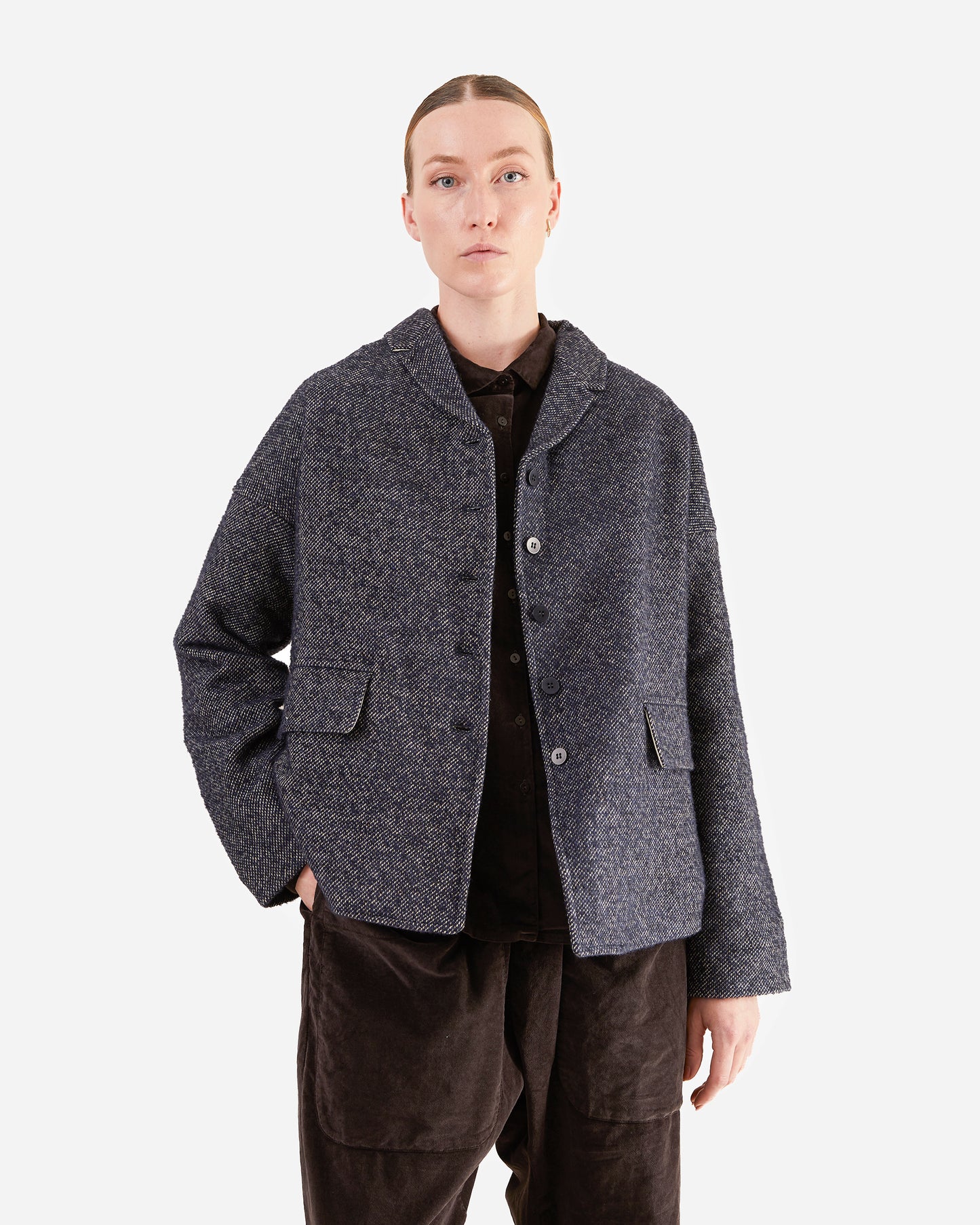 Album Di Famiglia Loose Blazer WN in Navy