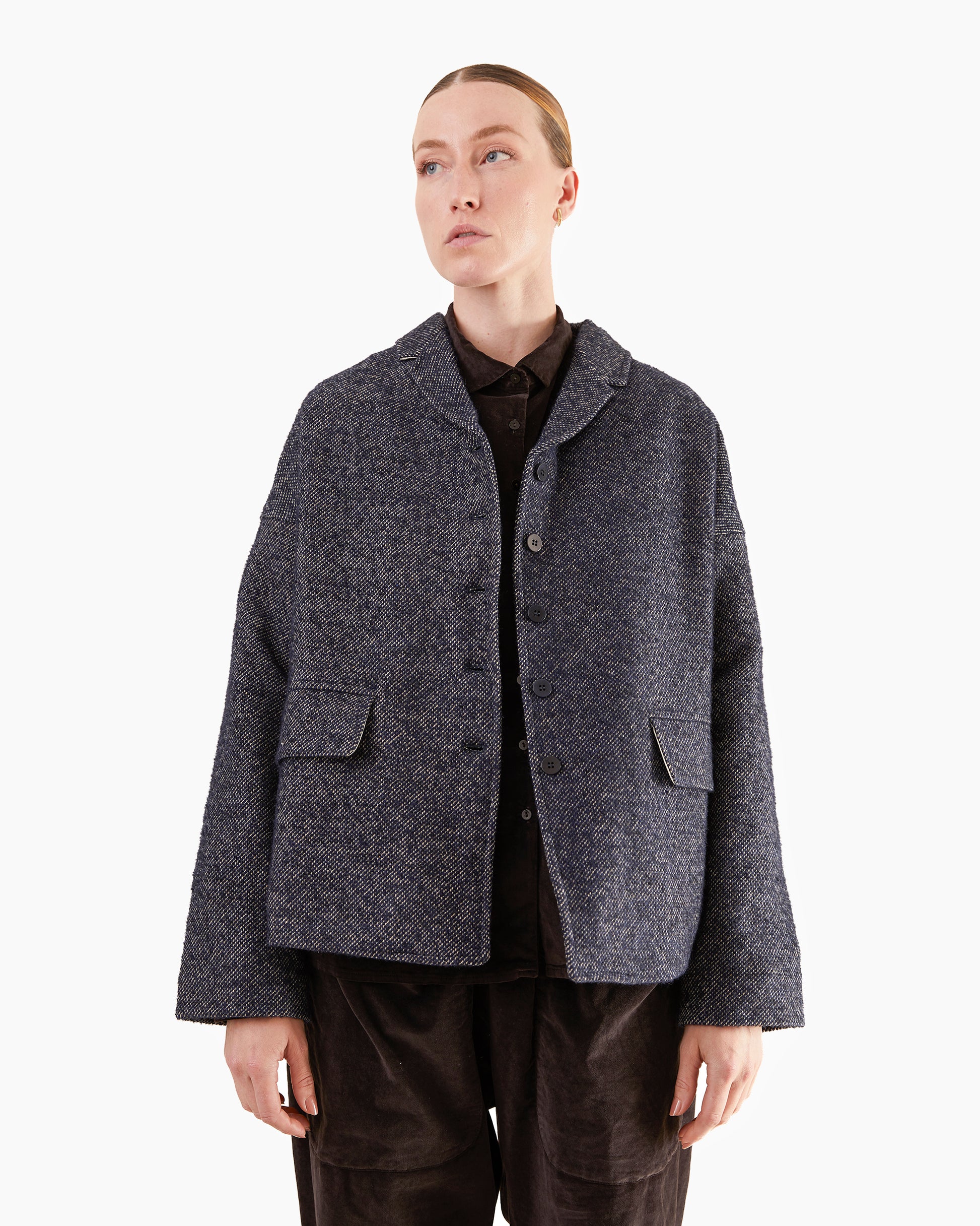 Album Di Famiglia Loose Blazer WN in Navy