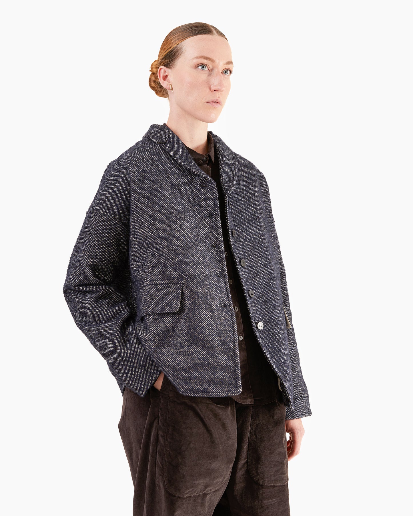 Album Di Famiglia Loose Blazer WN in Navy