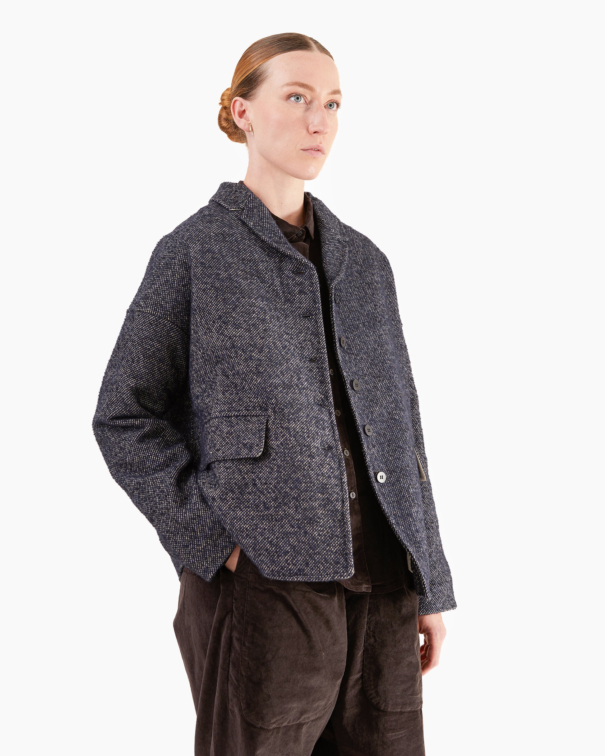 Album Di Famiglia Loose Blazer WN in Navy