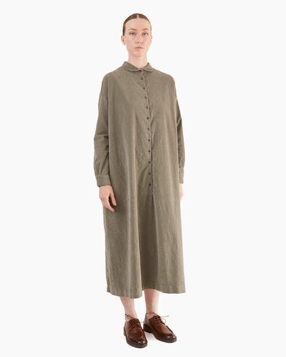 Album Di Famiglia Velvet Shirt Dress in Taupe