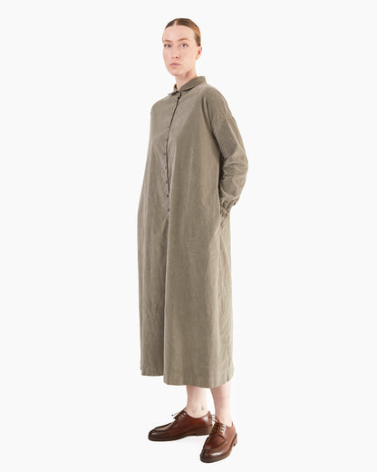 Album Di Famiglia Velvet Shirt Dress in Taupe