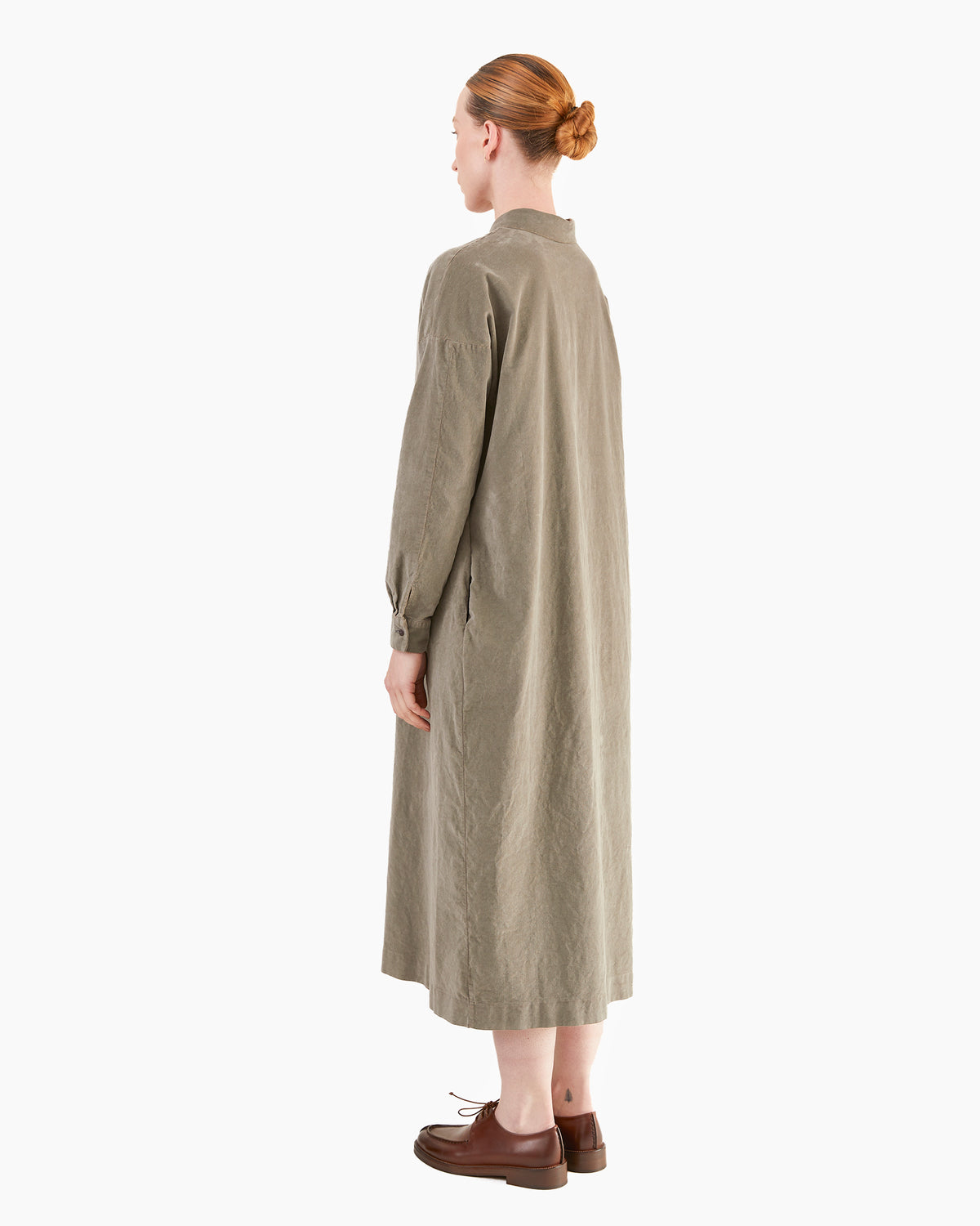 Album Di Famiglia Velvet Shirt Dress in Taupe