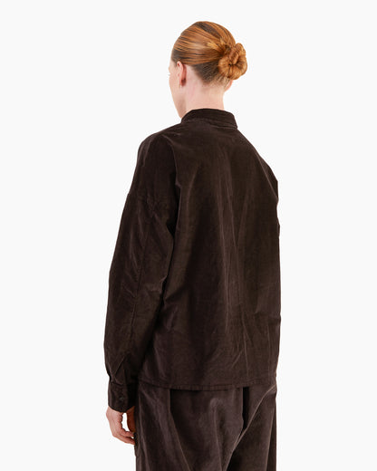 Album Di Famiglia Velvet Short Collar Shirt in Brown