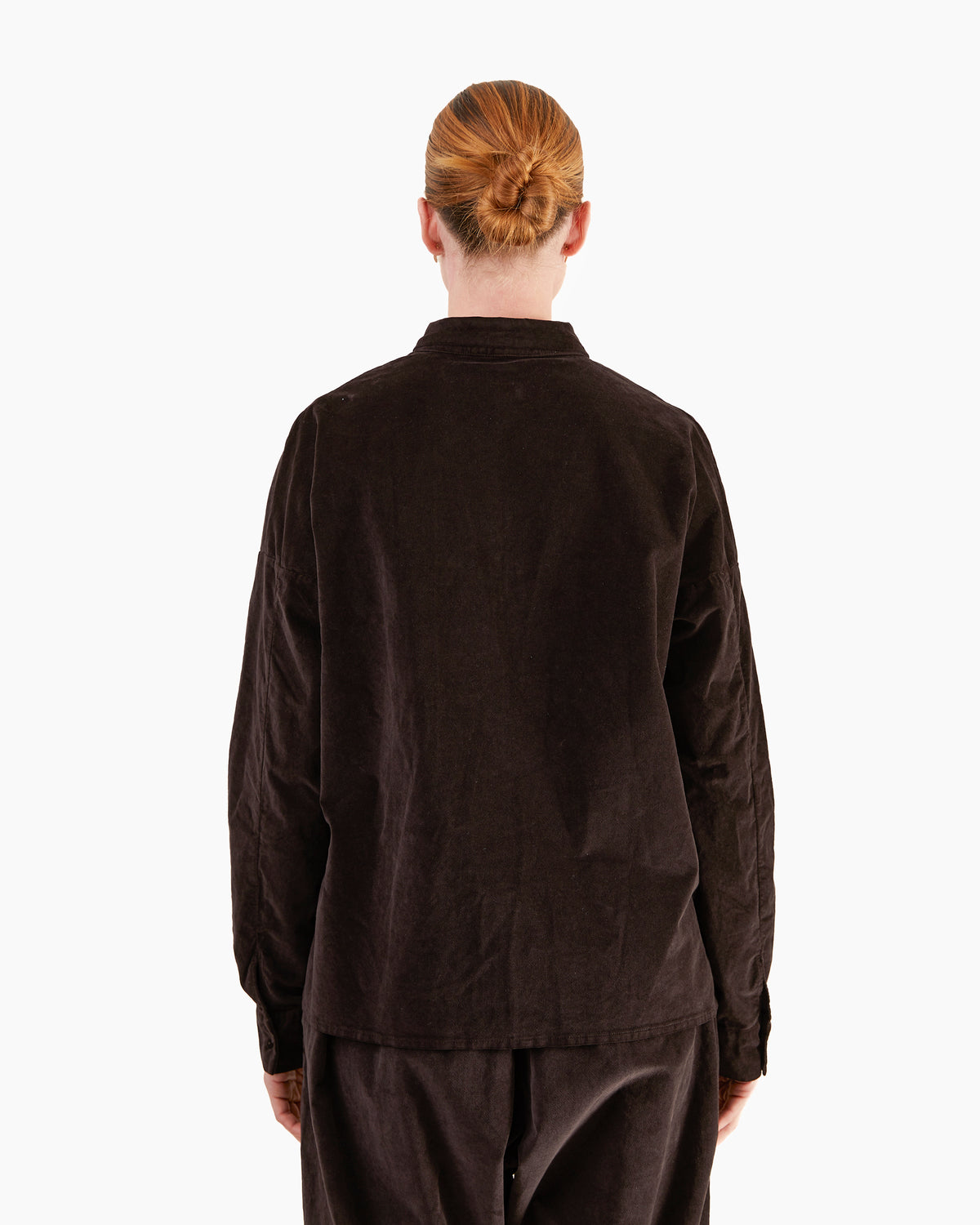 Album Di Famiglia Velvet Short Collar Shirt in Brown