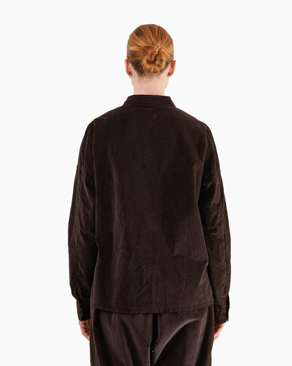 Album Di Famiglia Velvet Short Collar Shirt in Brown
