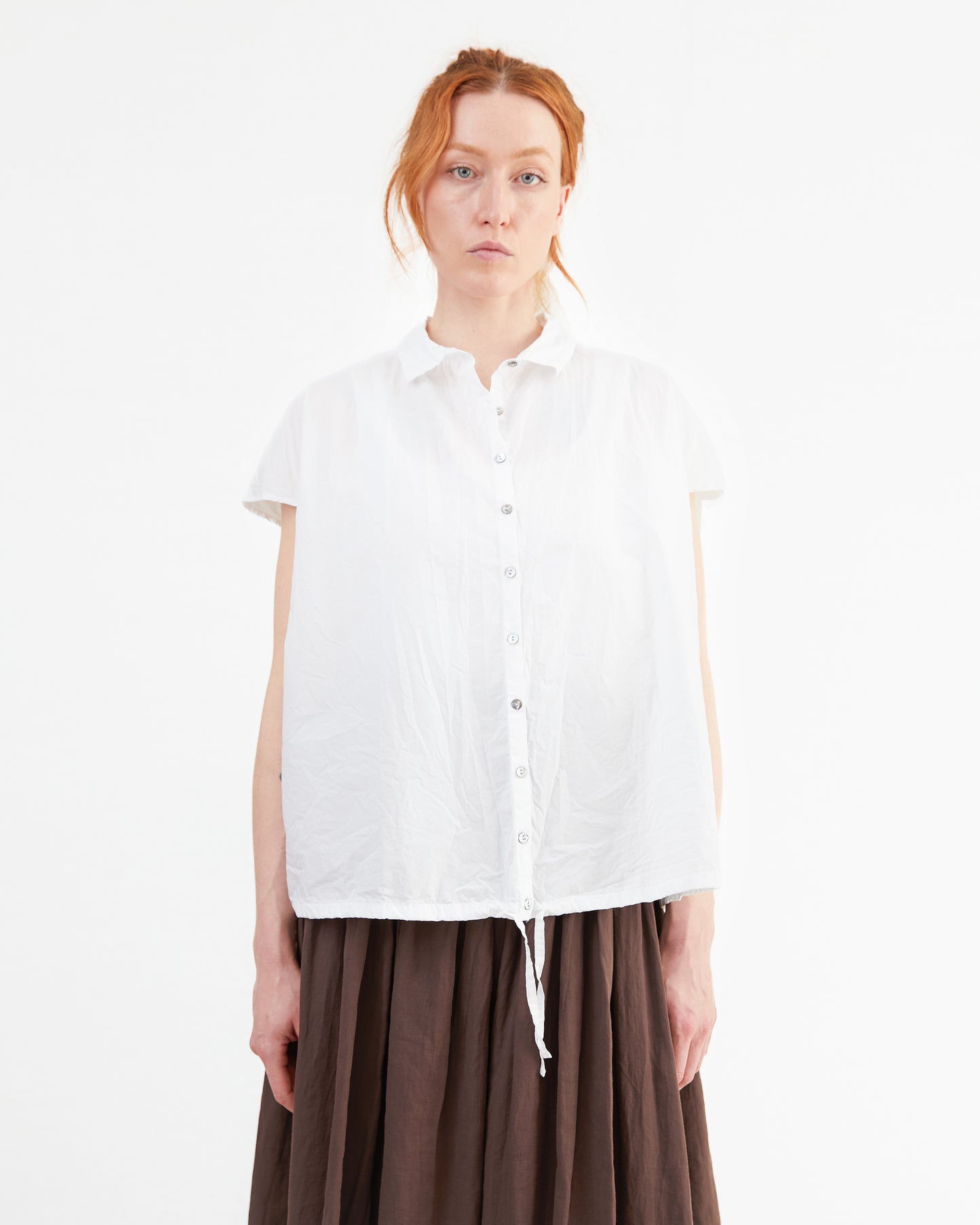Album Di Famiglia Short Sleeveless Shirt TC in White