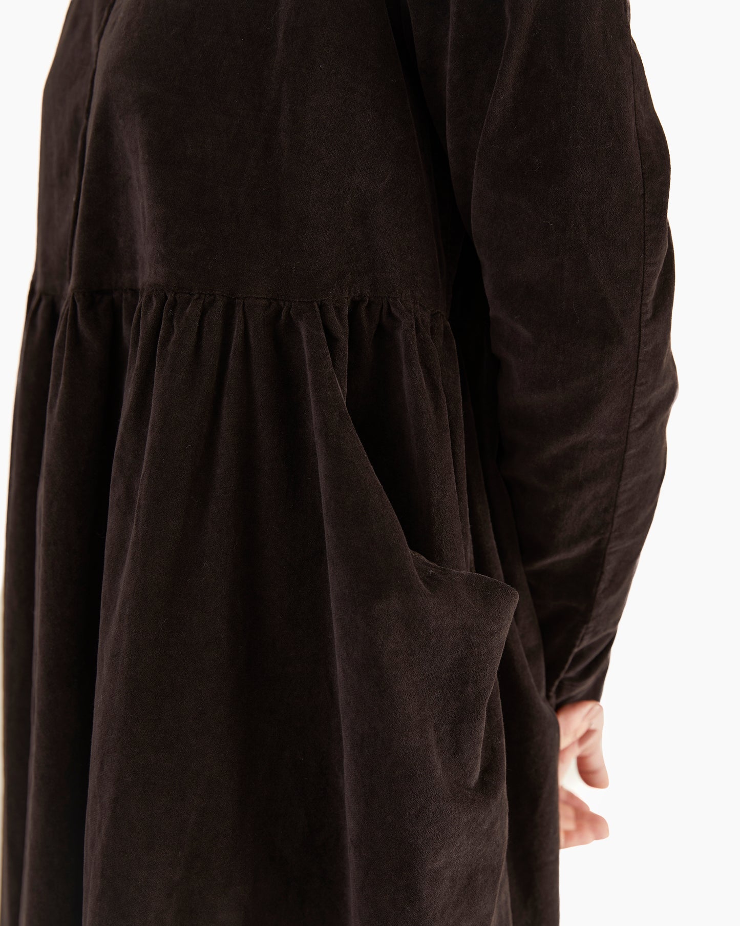 Album Di Famiglia Velvet Collar Dress in Brown