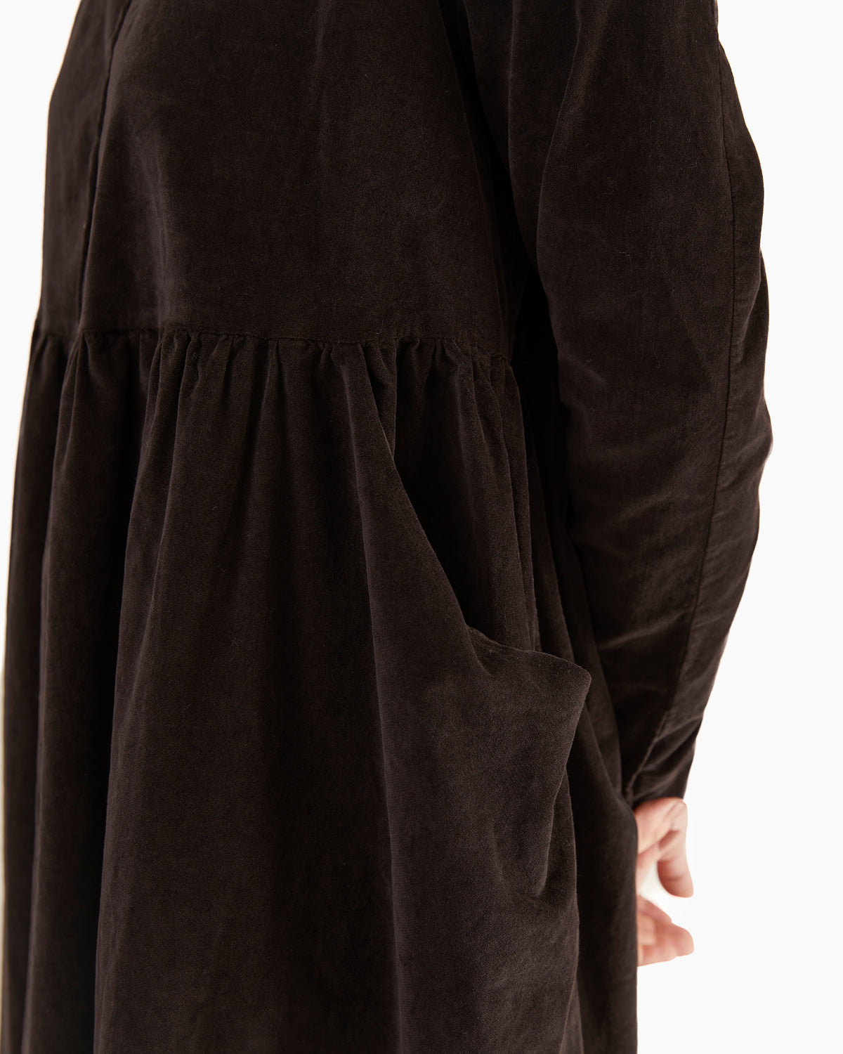 Album Di Famiglia Velvet Collar Dress in Brown