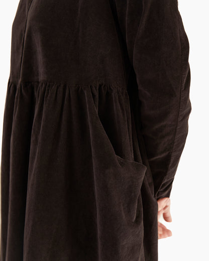 Album Di Famiglia Velvet Collar Dress in Brown
