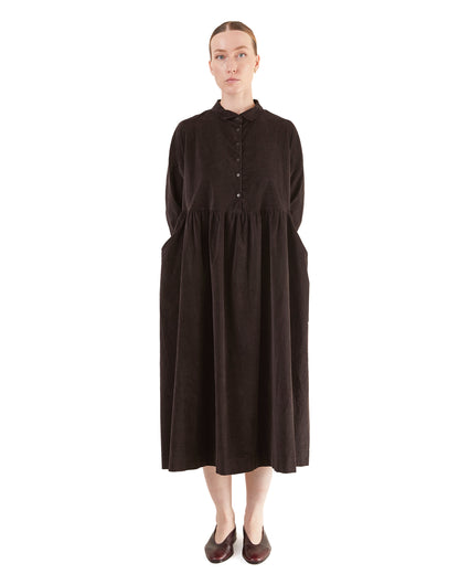 Album Di Famiglia Velvet Collar Dress in Brown