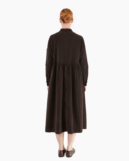 Album Di Famiglia Velvet Collar Dress in Brown