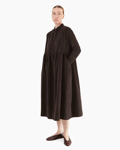 Album Di Famiglia Velvet Collar Dress in Brown