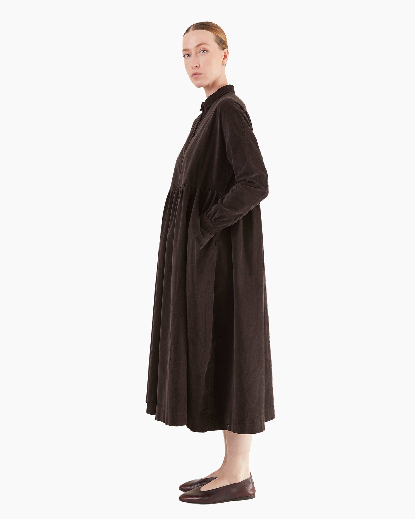 Album Di Famiglia Velvet Collar Dress in Brown