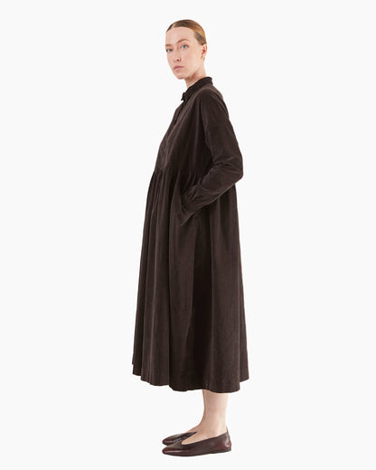 Album Di Famiglia Velvet Collar Dress in Brown