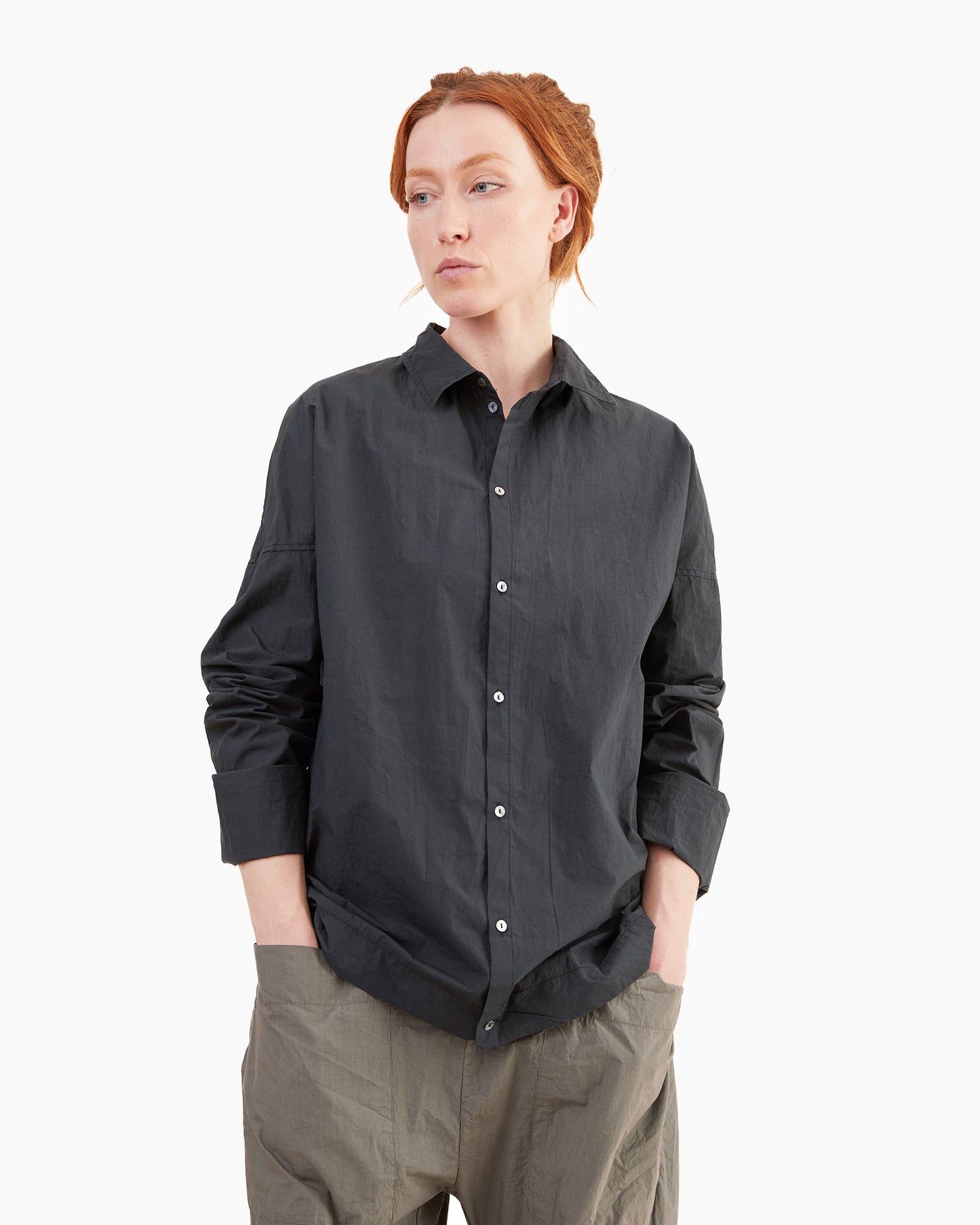 Album Di Famiglia Collar Shirt TC in Black