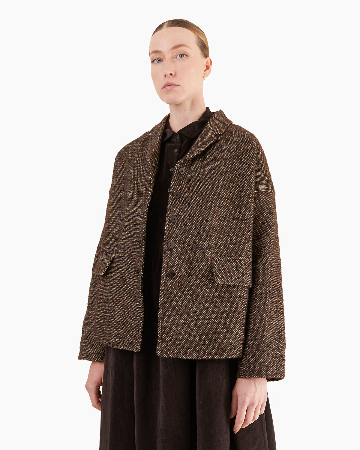 Album Di Famiglia Loose Blazer WN in Brown
