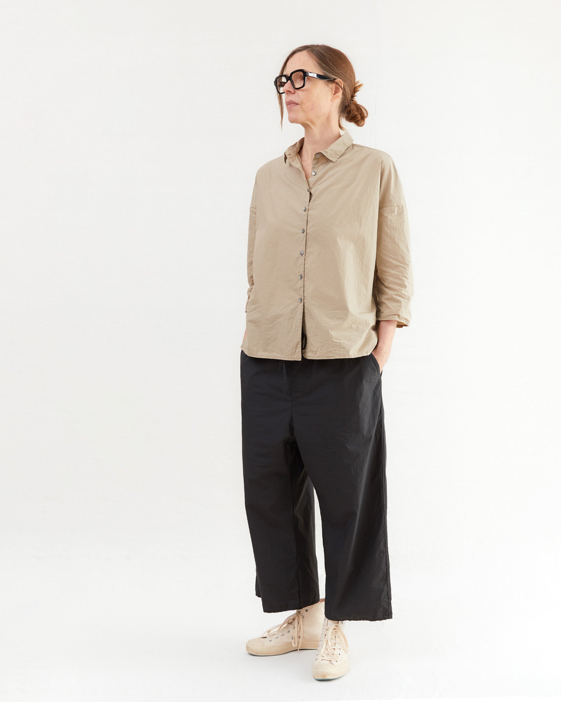 Album Di Famiglia Short Collar Shirt in Stone