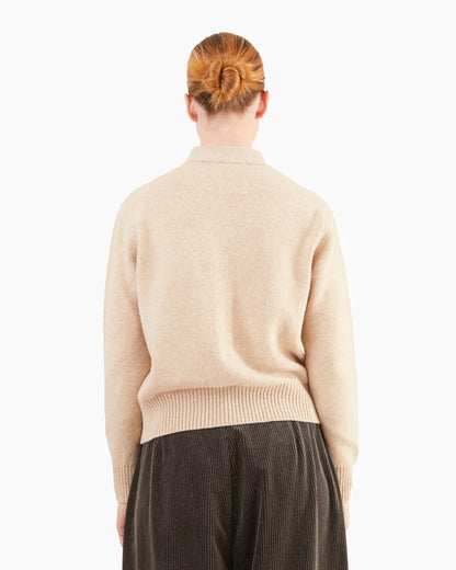 Antipast Sock Knit V-Neck Cardigan in Ivory & Beige