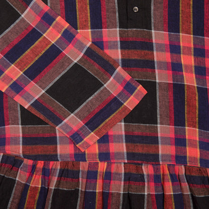 Antiquités Linen/Cotton Check Dress in Black