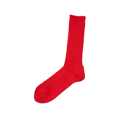 Antiquités Linen Rib Socks in Red