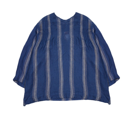 Antiquités Linen Pullover in Indigo/Natural Stripe