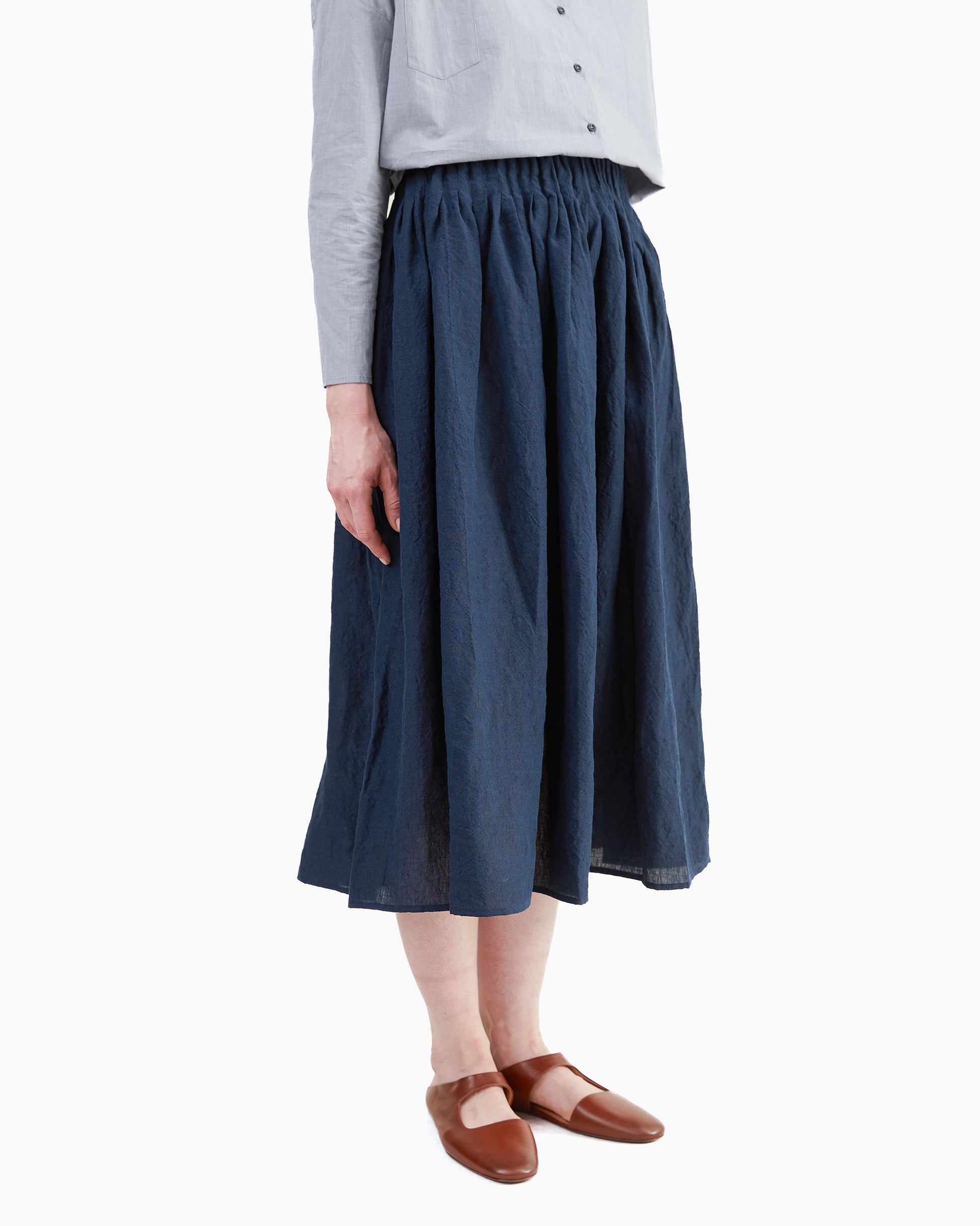 Apuntob Linen Skirt in Blue