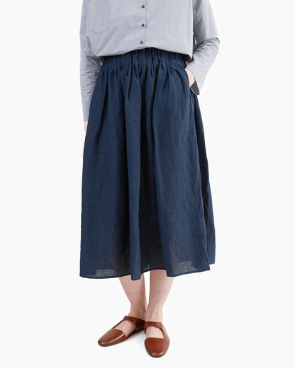 Apuntob Linen Skirt in Blue