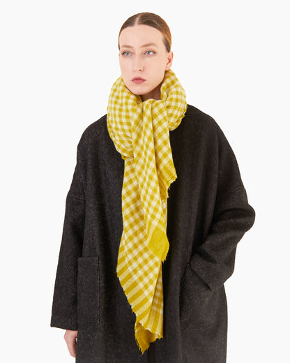 Apuntob Big Square Cashmere Scarf in Oil Check