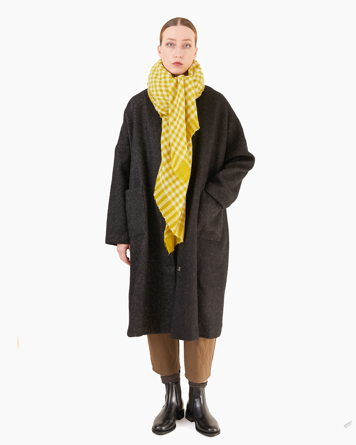 Apuntob Big Square Cashmere Scarf in Oil Check