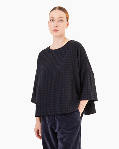 Apuntob P2038/TS1009 Cashmere Shirt in Black/Night Check