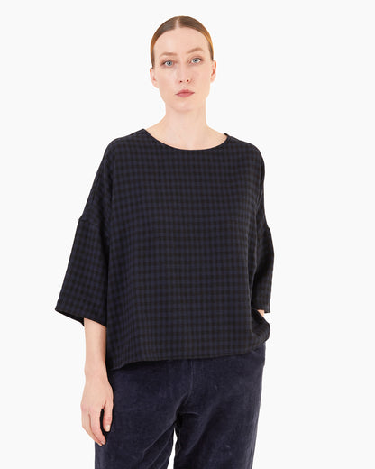 Apuntob P2038/TS1009 Cashmere Shirt in Black/Night Check