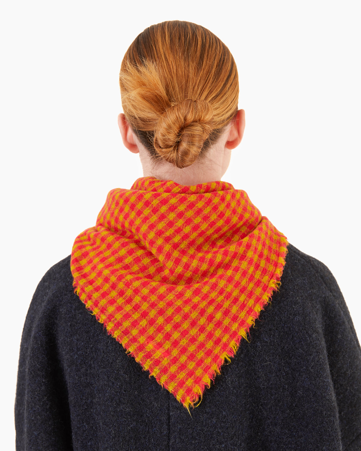 Apuntob Square Cashmere Scarf in Raspberry Check
