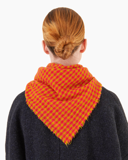 Apuntob Square Cashmere Scarf in Raspberry Check