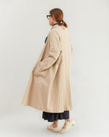 Apuntob Linen Blend Overcoat in Ecru