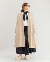 Apuntob Linen Blend Overcoat in Ecru