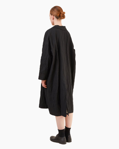 Apuntob Cotton/Linen Coat in Black