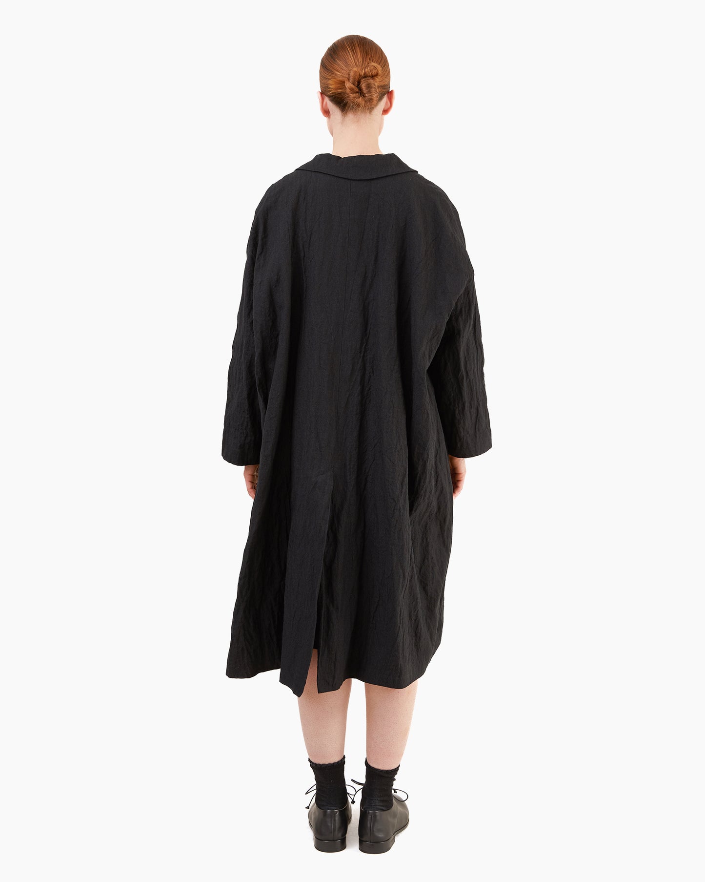 Apuntob Cotton/Linen Coat in Black