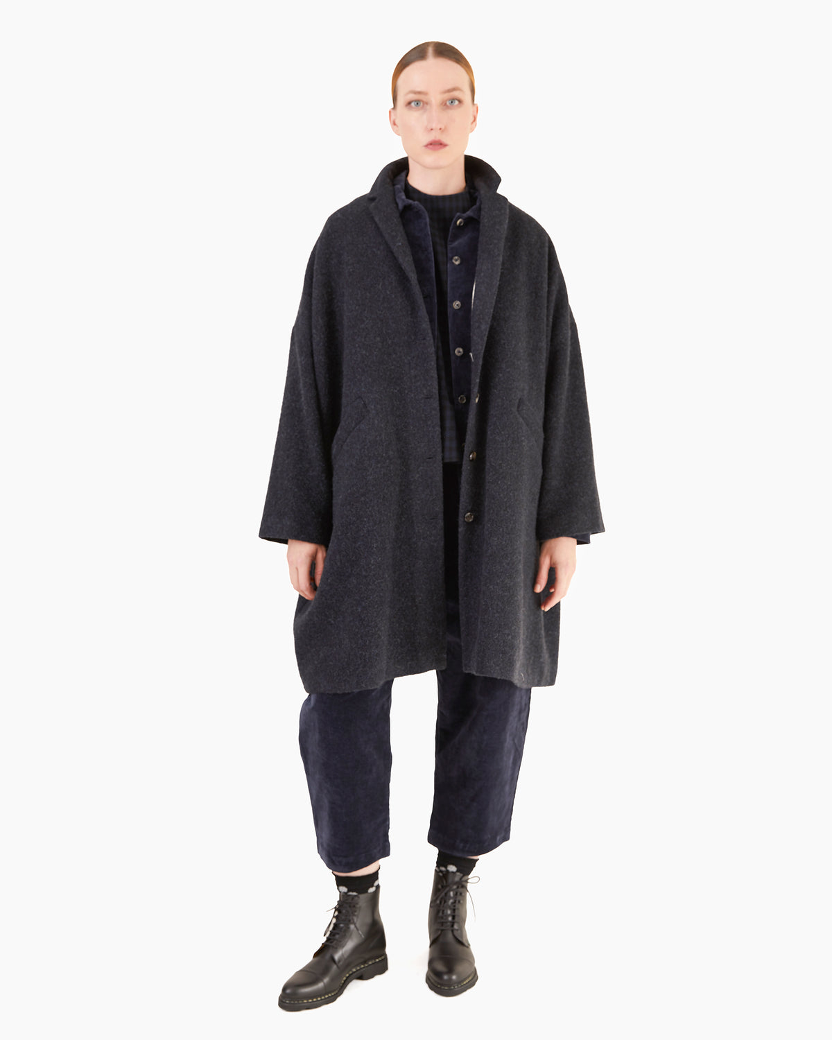 Apuntob P2087/TS1004 Fleece Wool Coat in Night