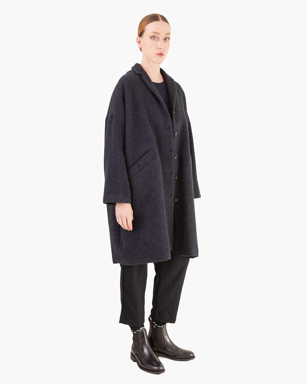 Apuntob P2087/TS1004 Fleece Wool Coat in Night