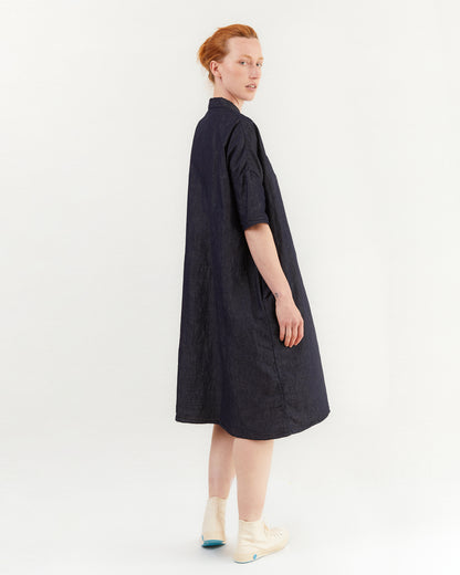 Apuntob Cotton/Linen Dress in Indigo