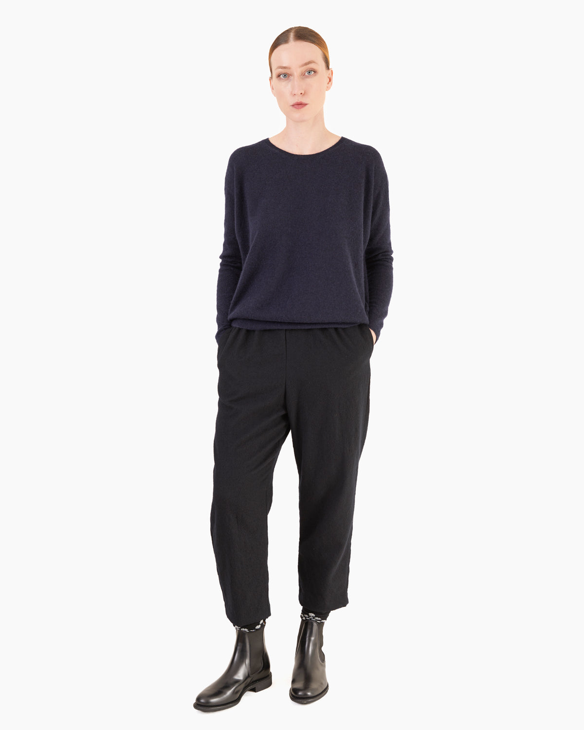 Apuntob P645/TS989 Fleece Wool Trousers in Black