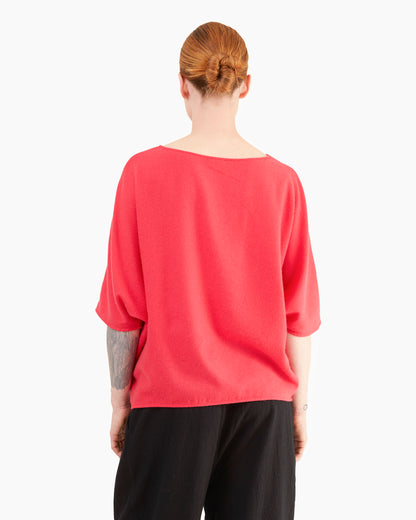 Apuntob Wide Cashmere Top in Raspberry