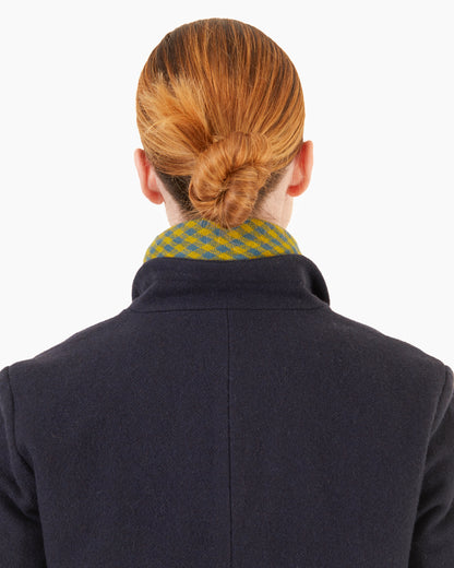 Apuntob Square Cashmere Scarf in Turquoise Check