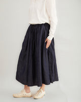 Apuntob Cotton Linen Skirt in Indigo